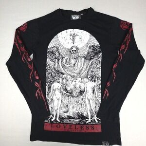 Killstar Loveless Graphic Long Sleeve T-Shirt XS Black Occult Goth Cotton